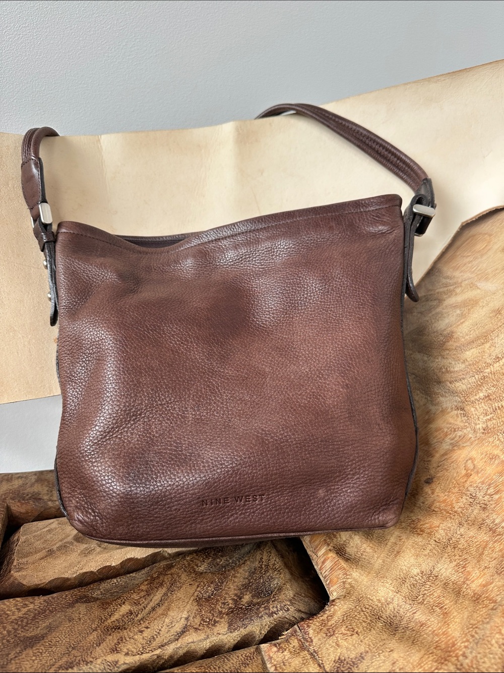 Nine West Brown Real Leather Shoulder Bag